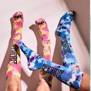 Victorias Secret PINK Knee High Socks Tie Dye Purp